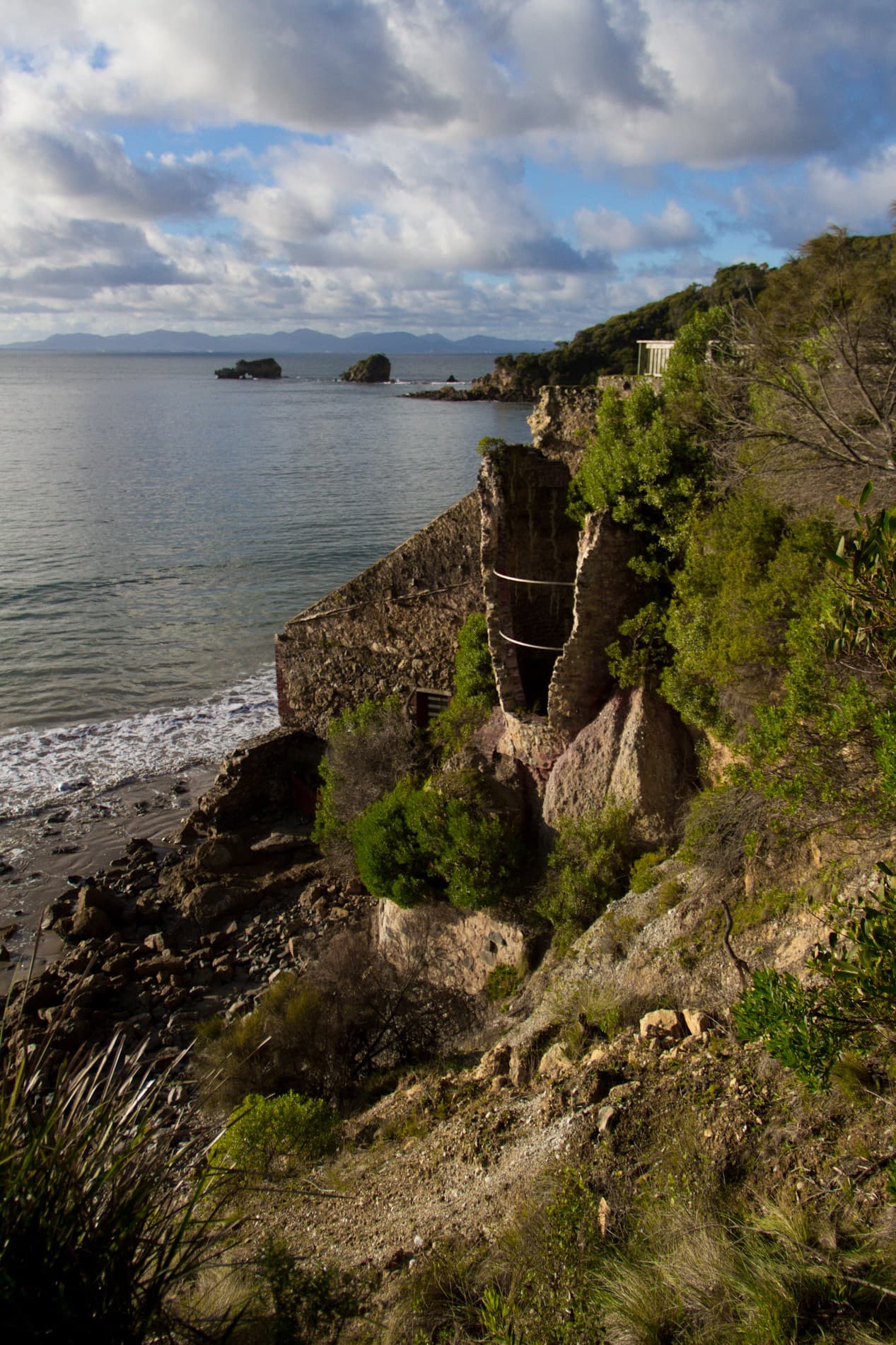 Historic limestone kiln ruins and coastline at Walkerville